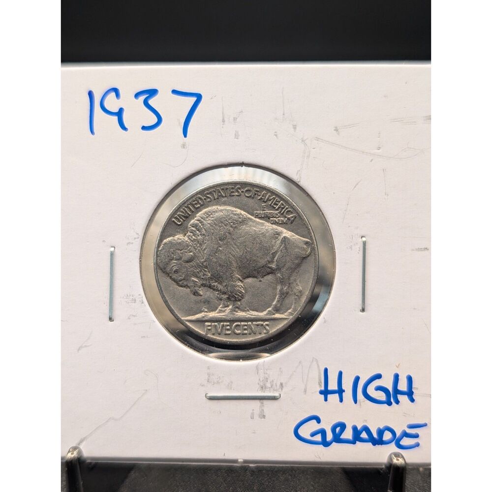 1937 Buffalo Nickel • Vintage U.S. 5¢ • Classic Native American & Bison Design